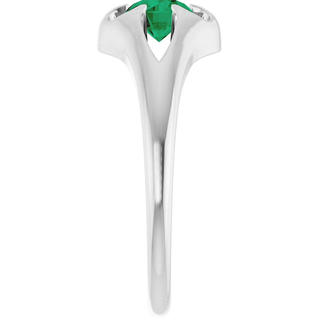Natural Emerald Belcher Ring in 14k white gold
