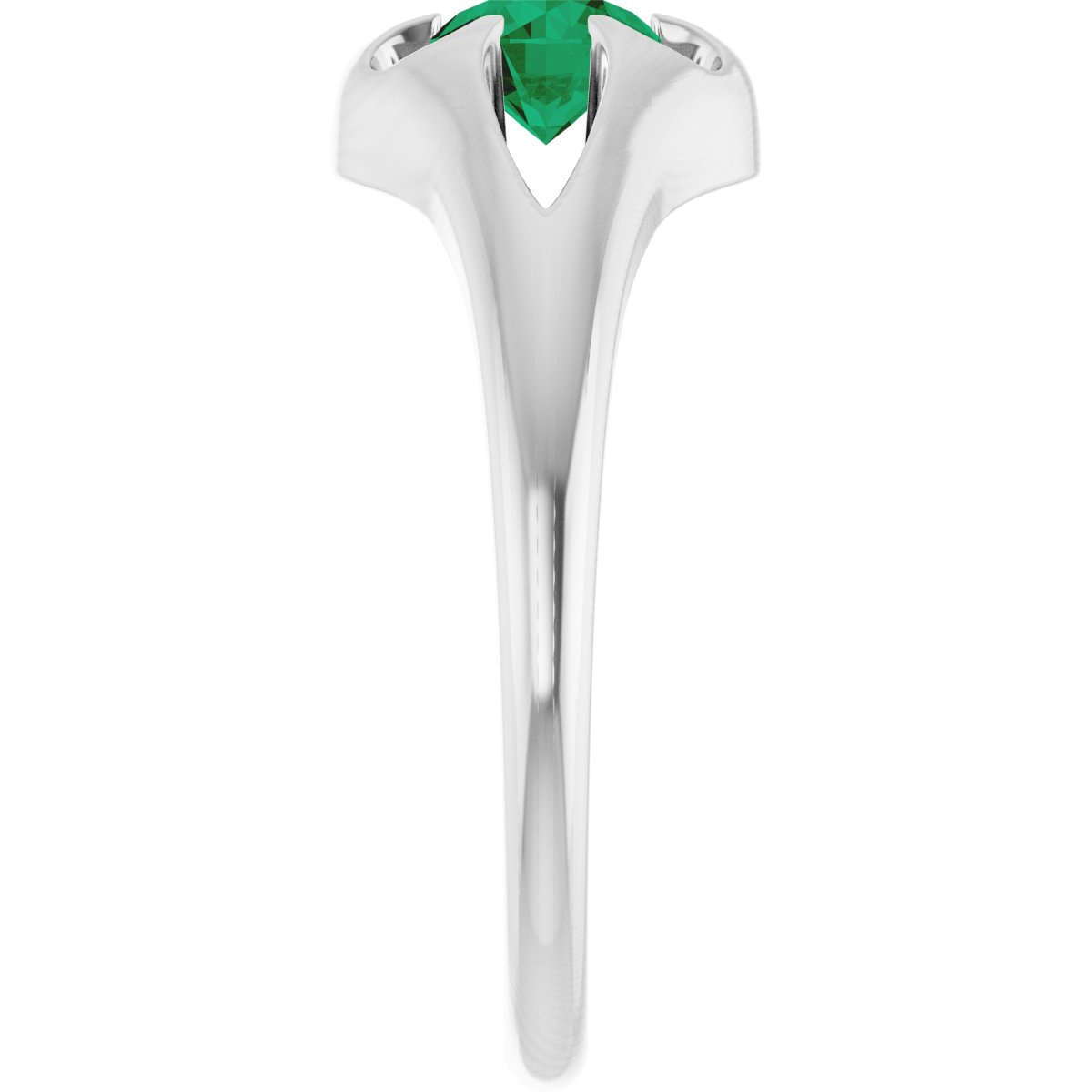 Natural Emerald Belcher Ring in 14k white gold