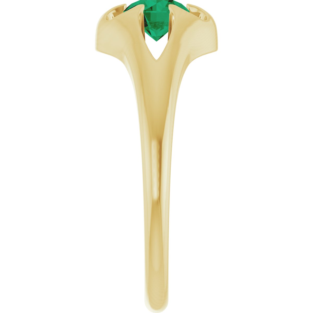 Natural Emerald Belcher Ring in 14k yellow gold