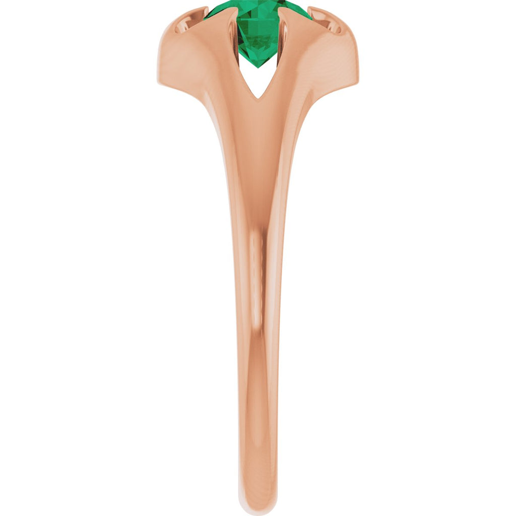 Natural Emerald Belcher Ring in 14k rose gold