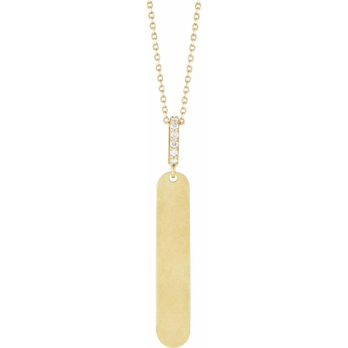 .05 CTW Natural Diamond Engravable Bar Necklace in 14k yellow gold
