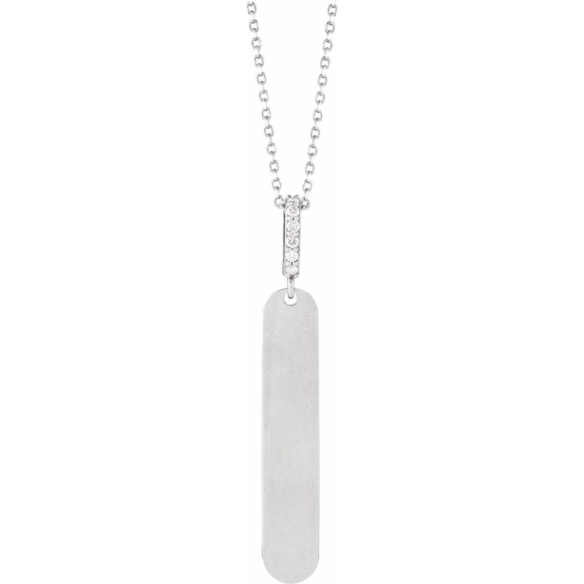 .05 CTW Natural Diamond Engravable Bar Necklace