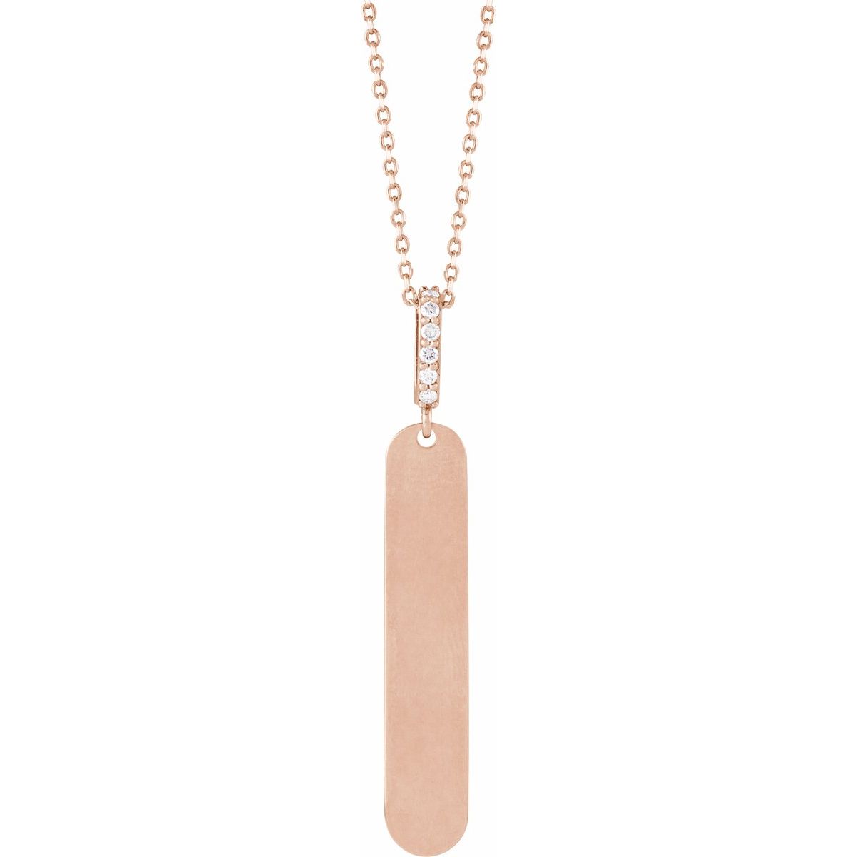 .05 CTW Natural Diamond Engravable Bar Necklace in 14k rose gold