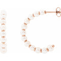 Cultured White Freshwater Pearl 30.3 mm Hoop Earrings in 14k rose gold
