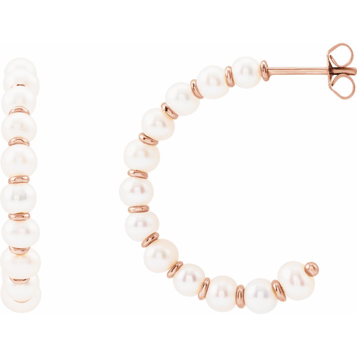 Cultured White Freshwater Pearl 30.3 mm Hoop Earrings in 14k rose gold