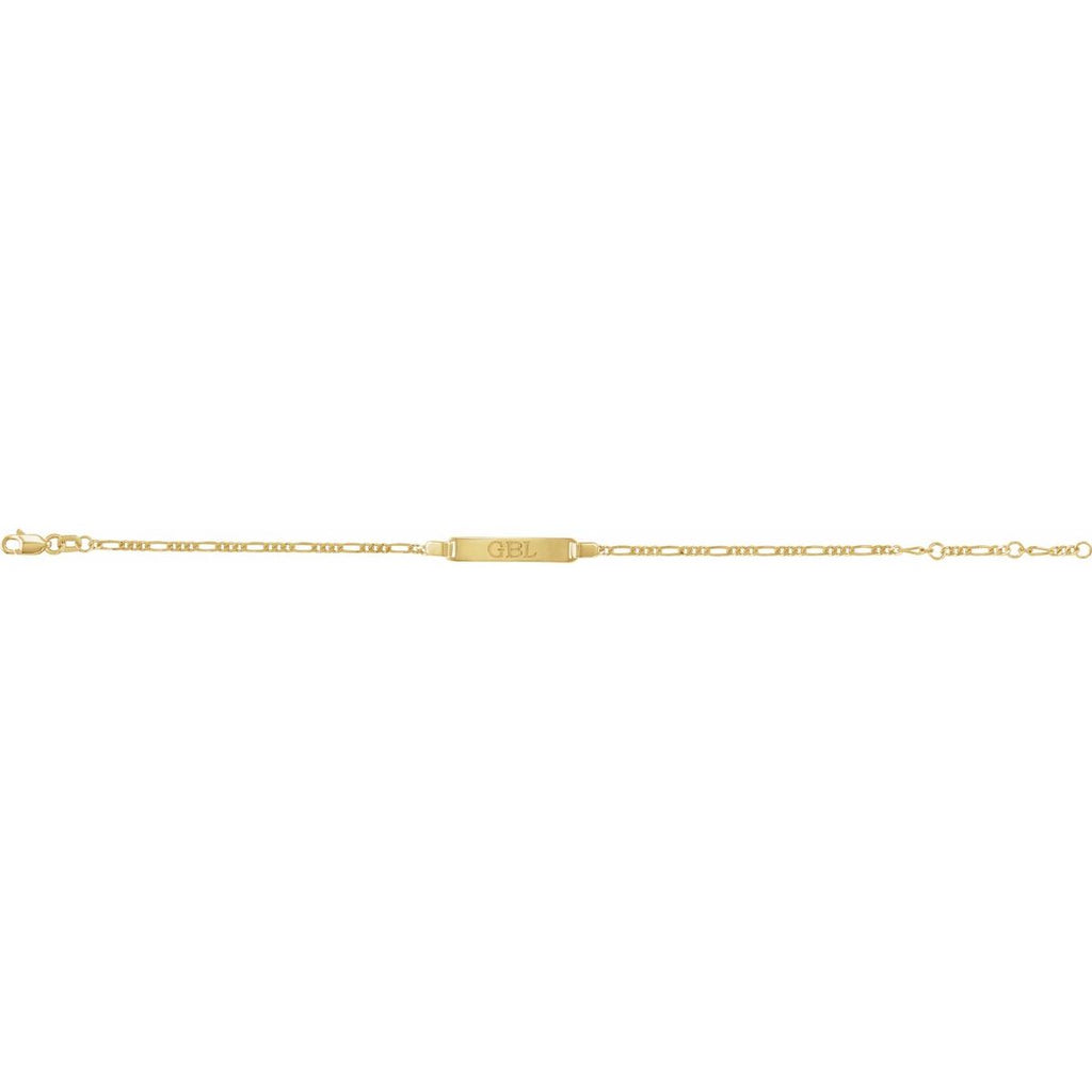 Adjustable Figaro Adjustable Identification Bracelet in 14k yellow gold