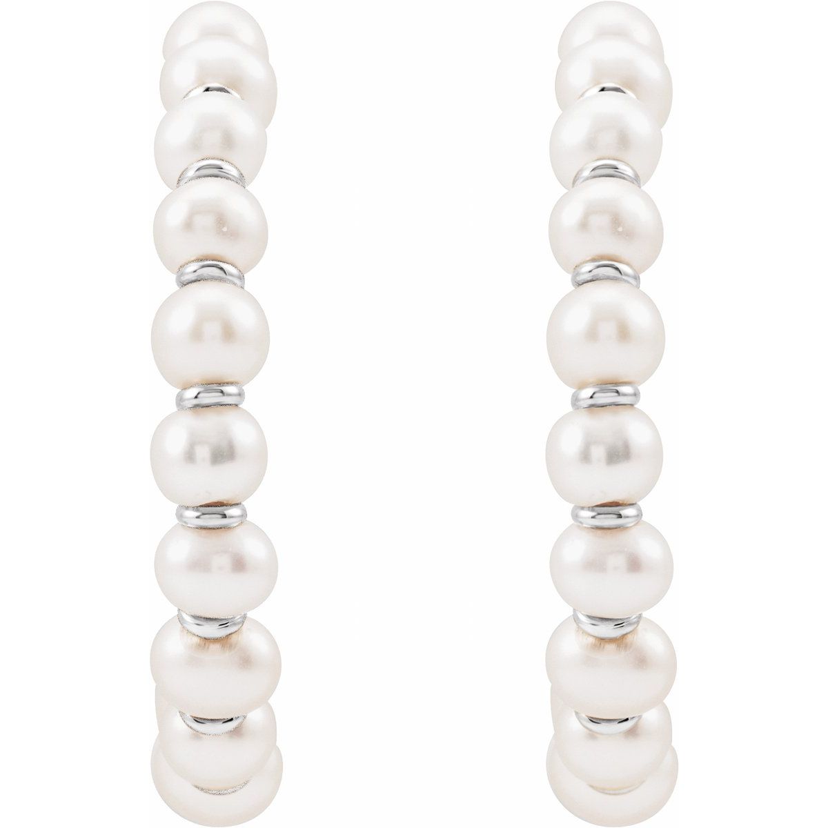 Cultured White Freshwater Pearl 30.3 mm Hoop Earrings in 14k white gold
