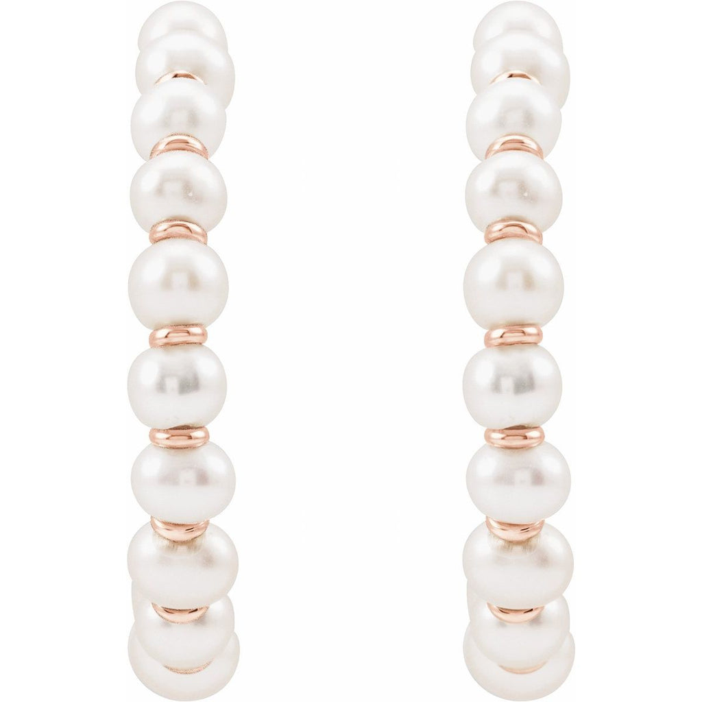 Cultured White Freshwater Pearl 30.3 mm Hoop Earrings in 14k rose gold
