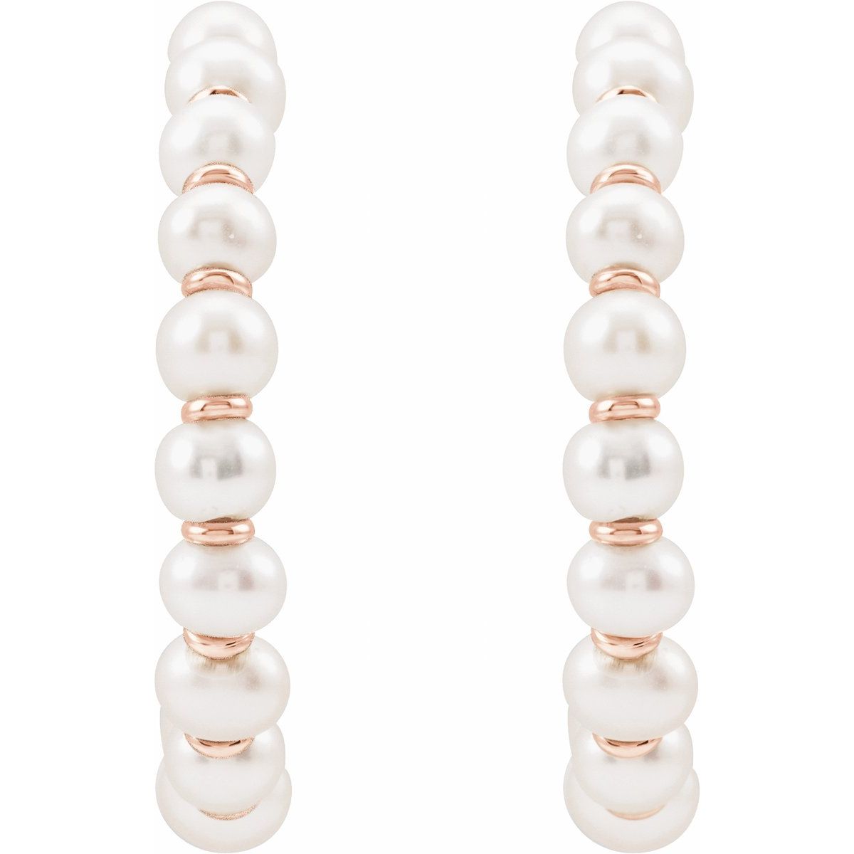 Cultured White Freshwater Pearl 30.3 mm Hoop Earrings in 14k rose gold