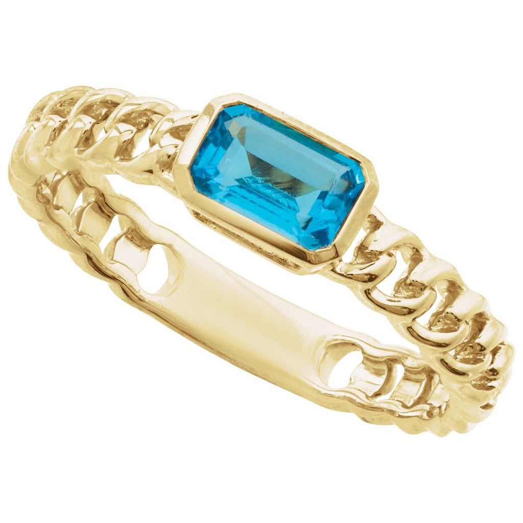 Natural Sky Blue Topaz Ring in 14k yellow gold