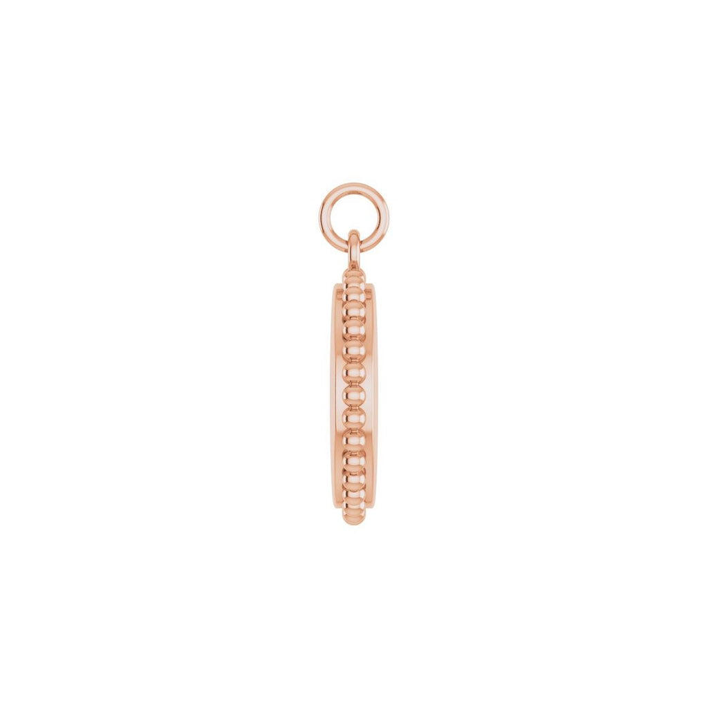 Engravable Beaded Charm/Pendant in 14k rose gold