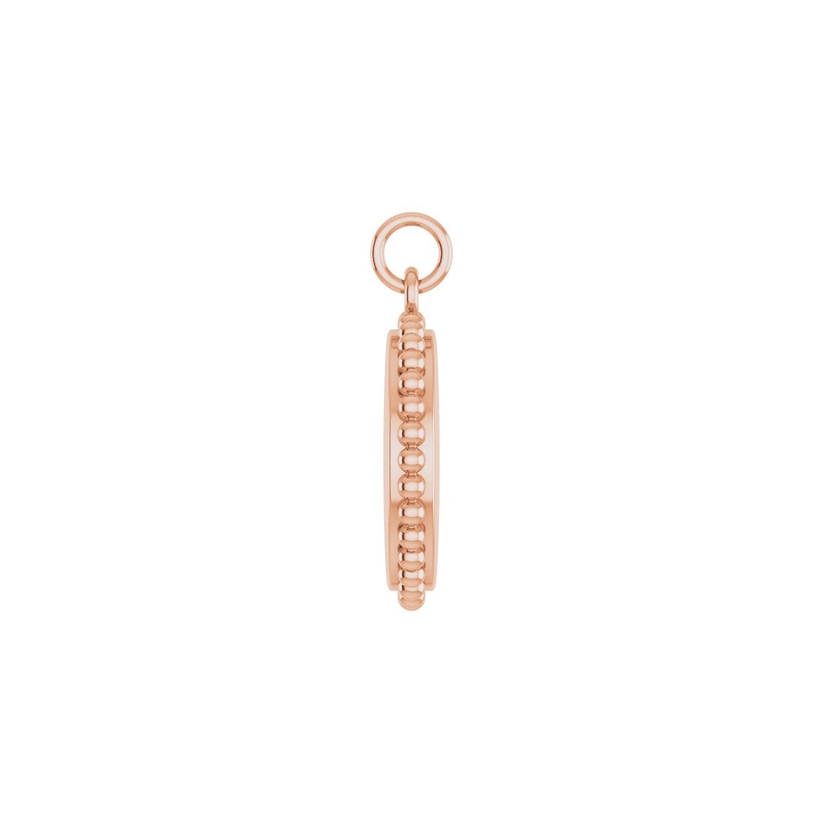 Engravable Beaded Charm/Pendant in 14k rose gold