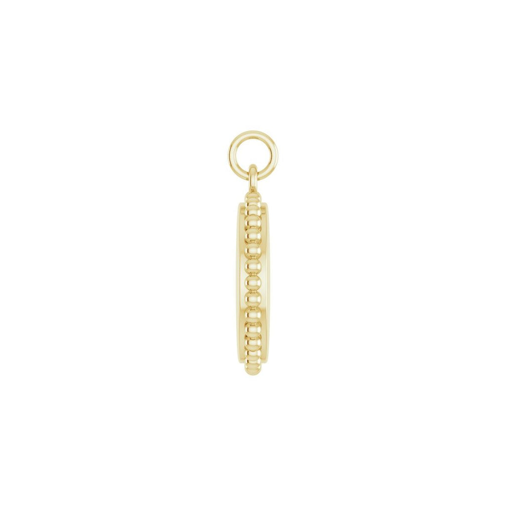 Engravable Beaded Charm/Pendant in 14k yellow gold