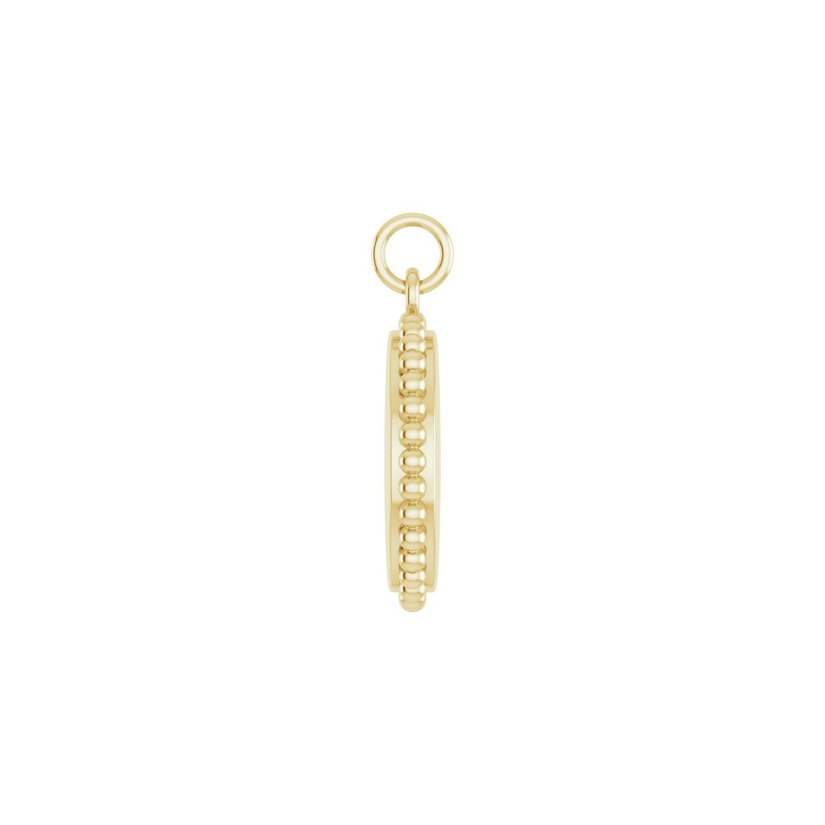 Engravable Beaded Charm/Pendant in 14k yellow gold