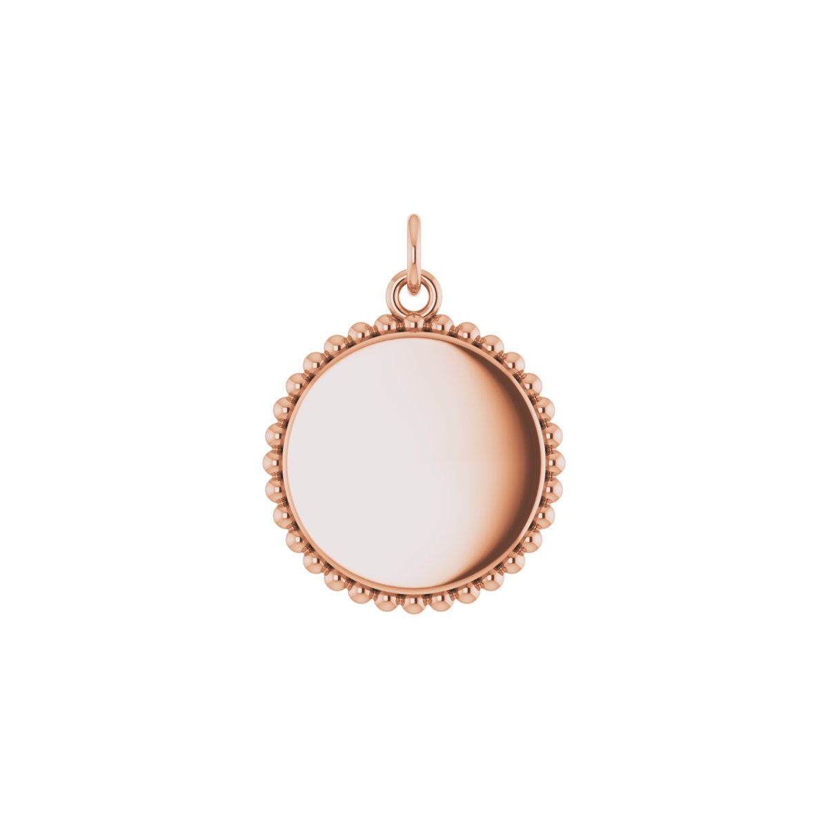 Engravable Beaded Charm/Pendant in 14k rose gold