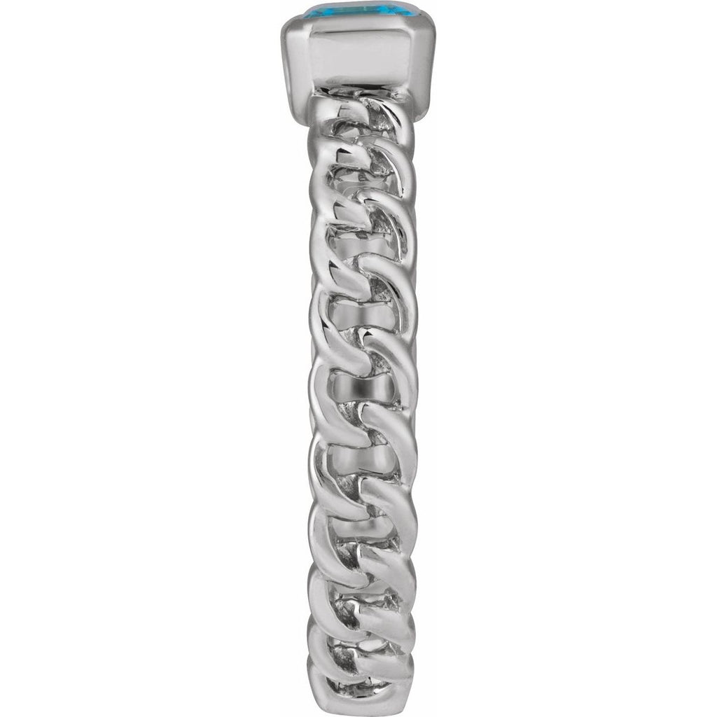 Natural Sky Blue Topaz Ring in 14k white gold