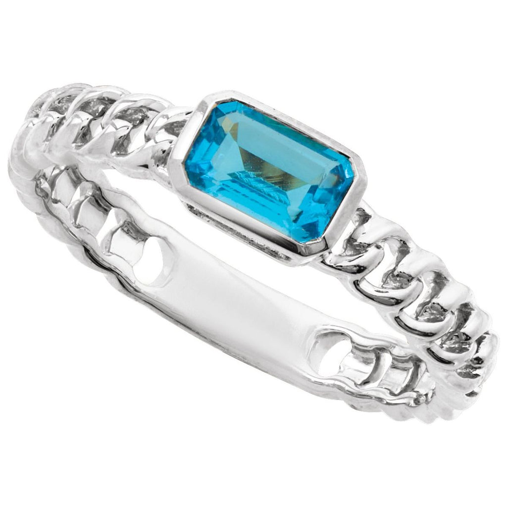 Natural Sky Blue Topaz Ring in 14k white gold