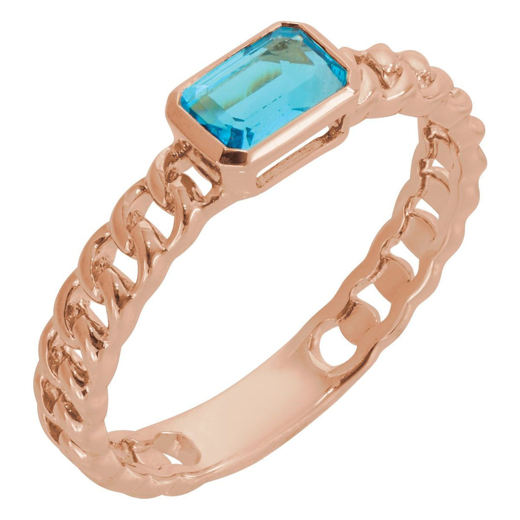Natural Sky Blue Topaz Ring in 14k rose gold