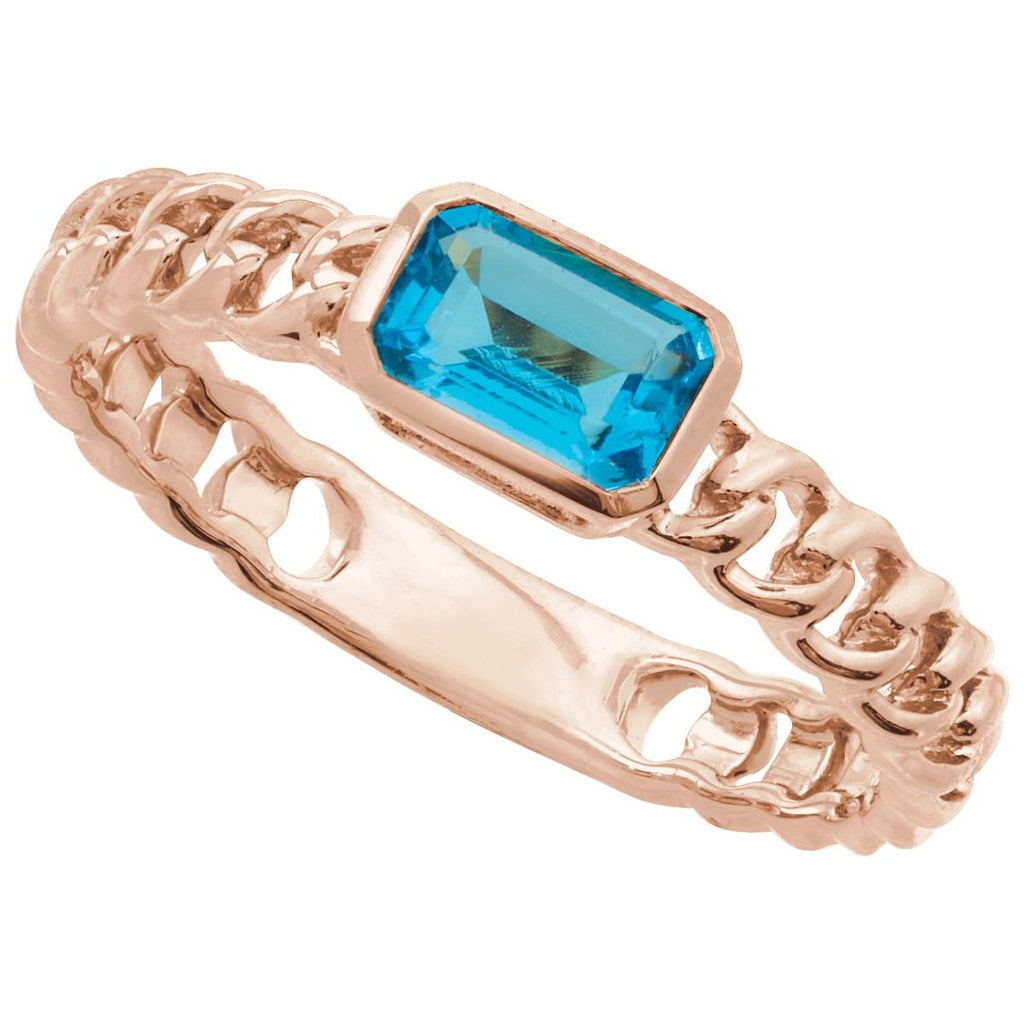 Natural Sky Blue Topaz Ring in 14k rose gold