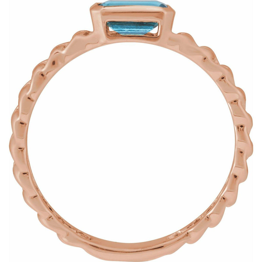 Natural Sky Blue Topaz Ring in 14k rose gold