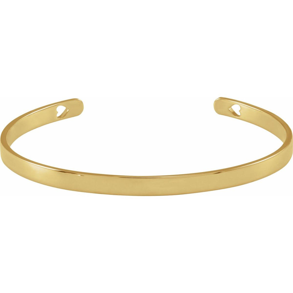 Engravable Pierced Heart Cuff Bracelet in 14k yellow gold