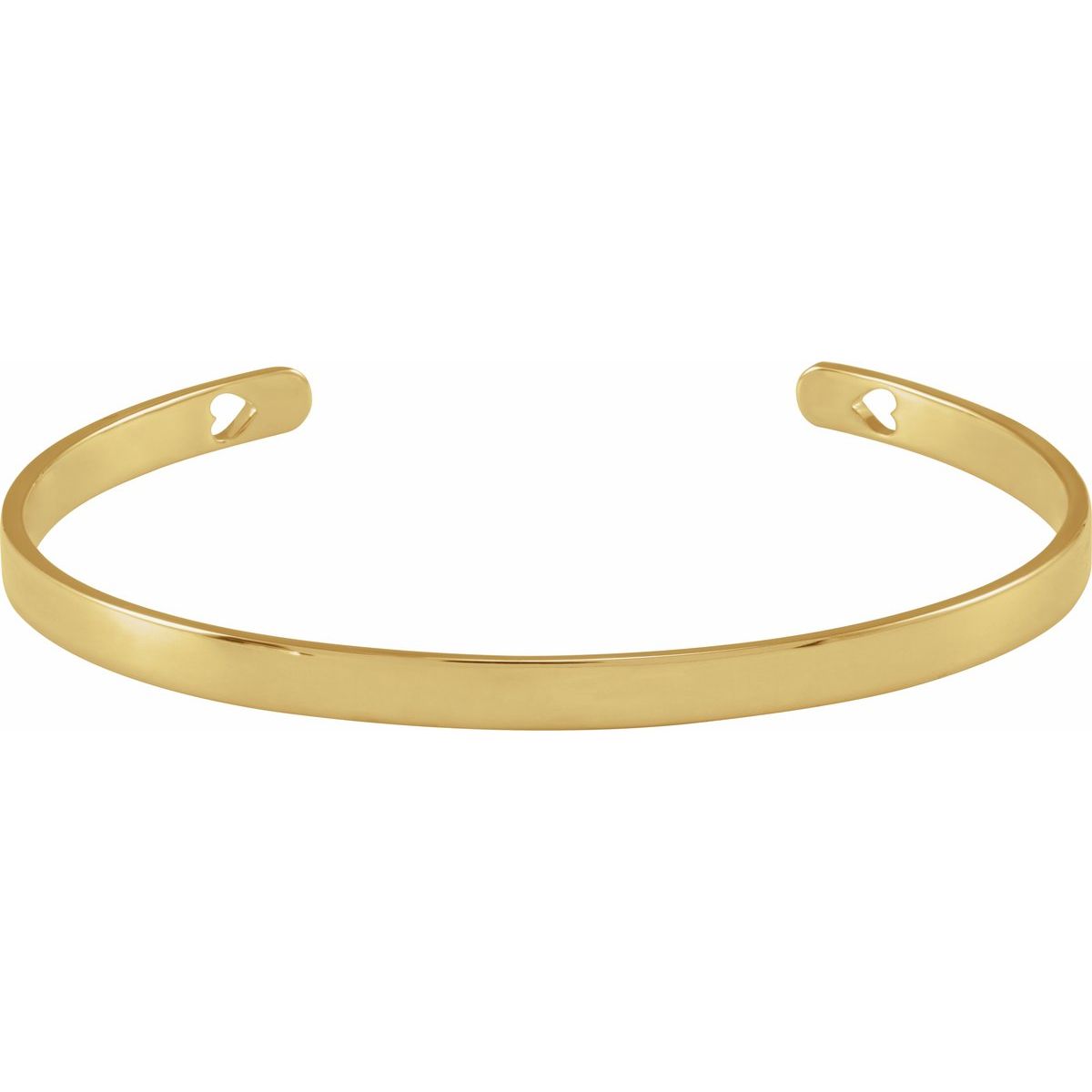 Engravable Pierced Heart Cuff Bracelet in 14k yellow gold