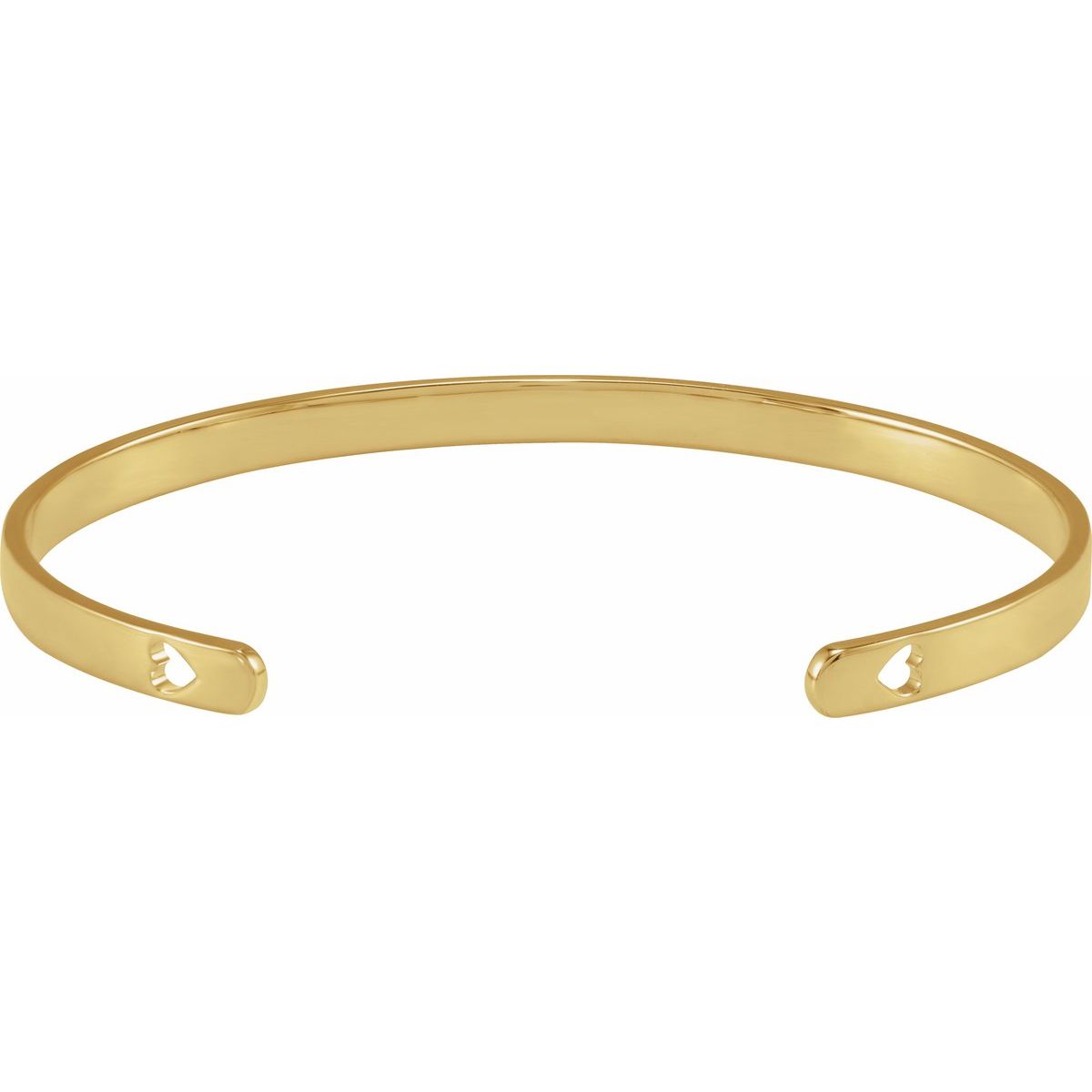 Engravable Pierced Heart Cuff Bracelet in 14k yellow gold