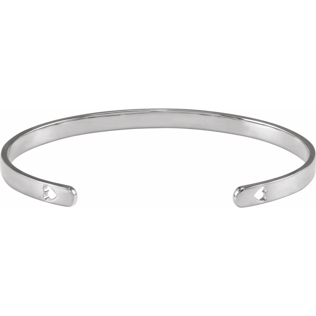 Engravable Pierced Heart Cuff Bracelet in 14k white gold