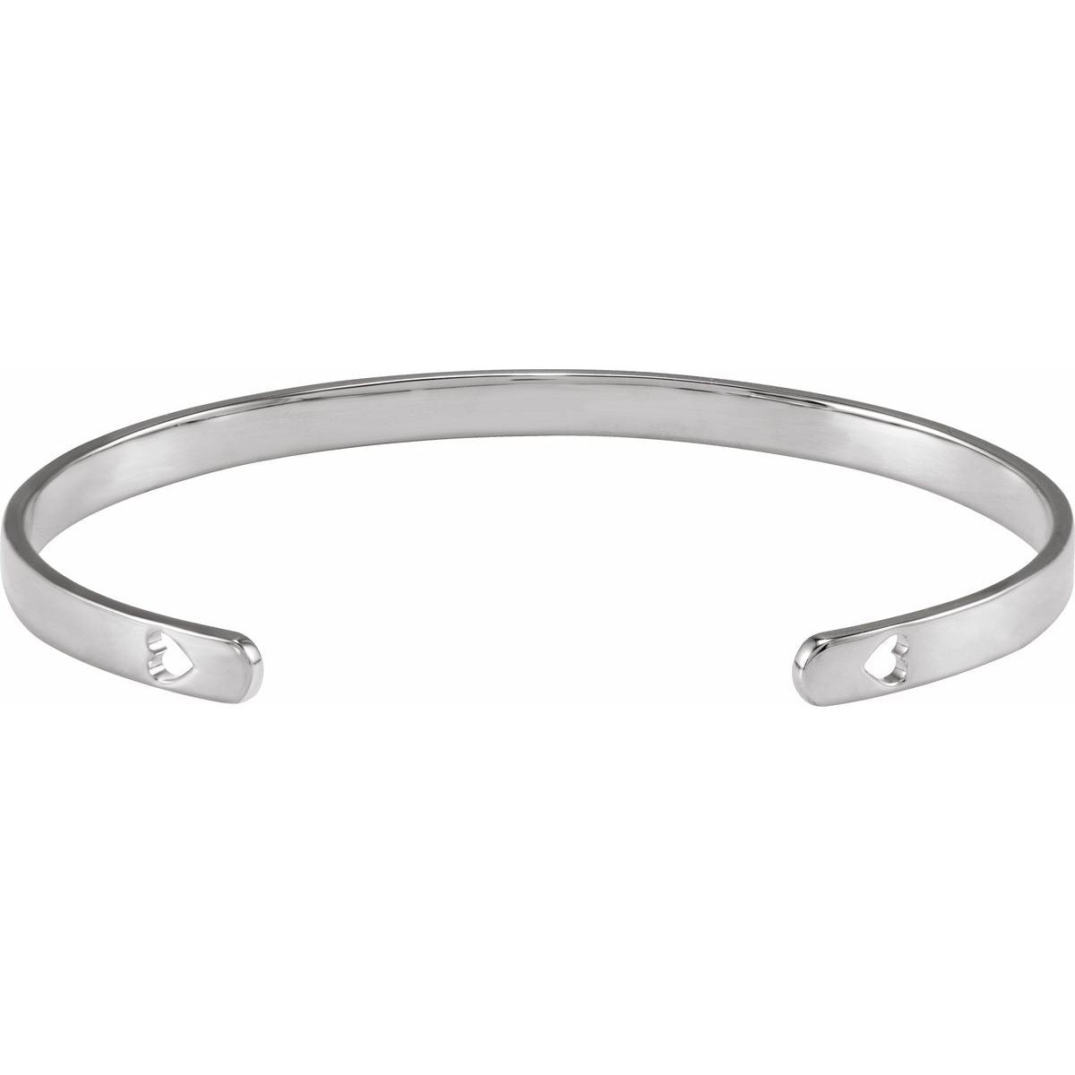 Engravable Pierced Heart Cuff Bracelet in 14k white gold