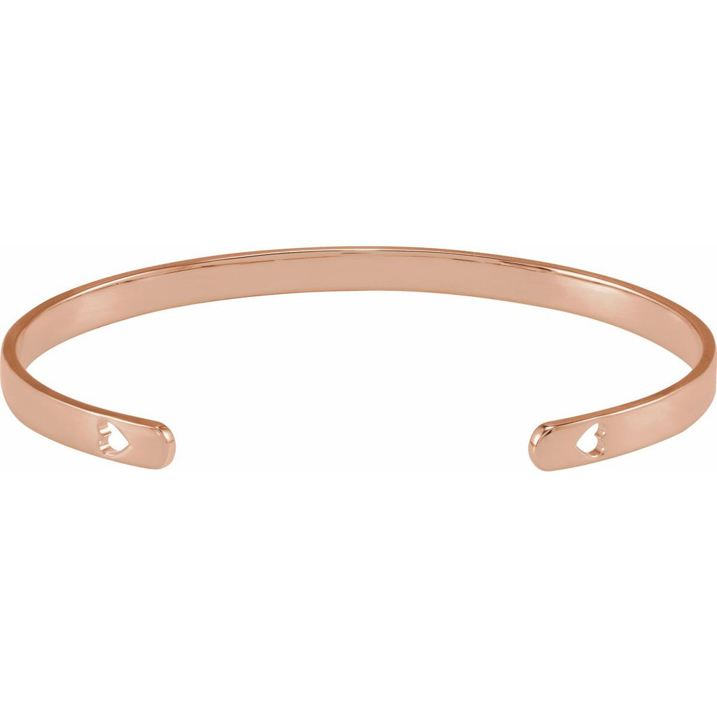Engravable Pierced Heart Cuff Bracelet in 14k rose gold