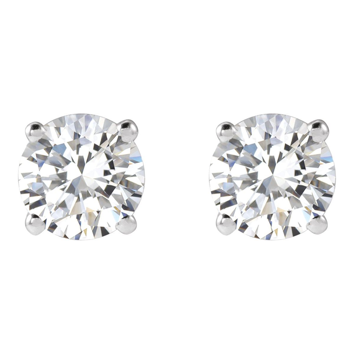 Lab-Grown Diamond Four-Prong Stud Earrings in 14k white gold