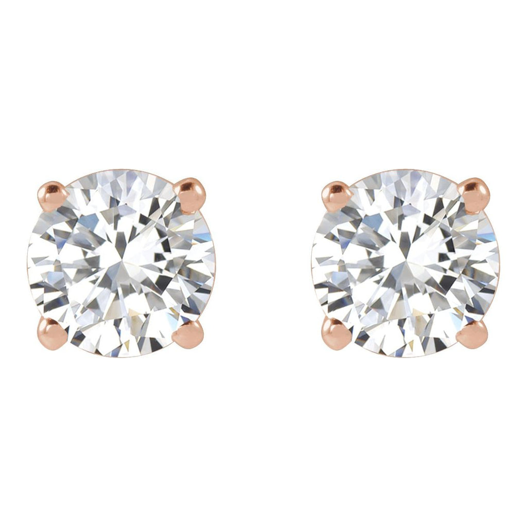 Lab-Grown Diamond Four-Prong Stud Earrings in 14k rose gold