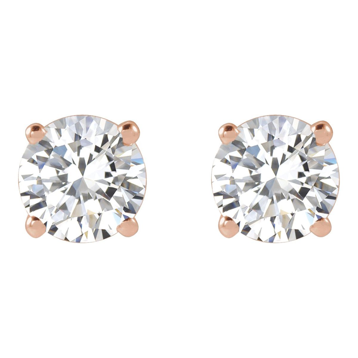 Lab-Grown Diamond Four-Prong Stud Earrings in 14k rose gold