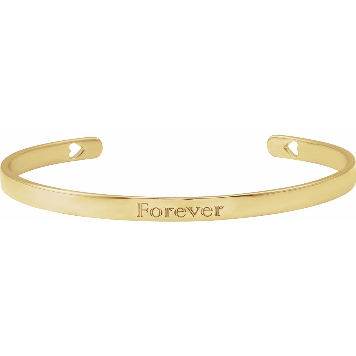 Engravable Pierced Heart Cuff Bracelet in 14k yellow gold