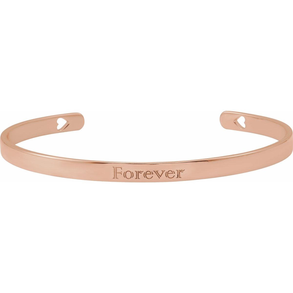 Engravable Pierced Heart Cuff Bracelet in 14k rose gold
