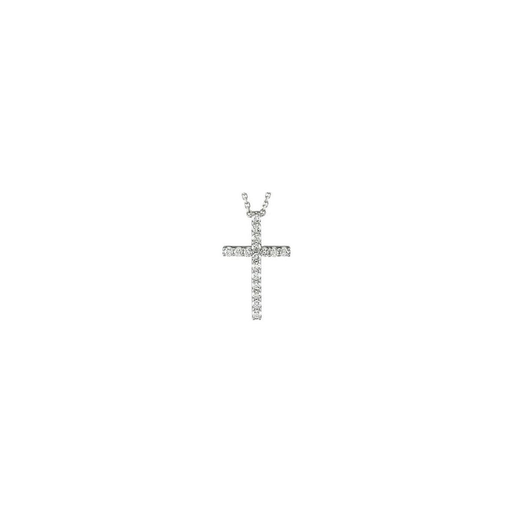 Natural Diamond Petite Cross 18" Necklace
