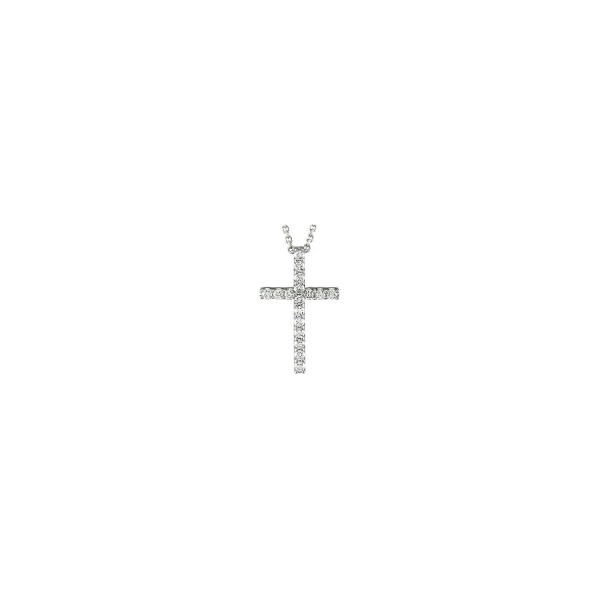 Natural Diamond Petite Cross 18" Necklace