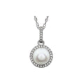 Cultured White Freshwater Pearl & 1/10 CTW Natural Diamond Necklace in 14k white gold