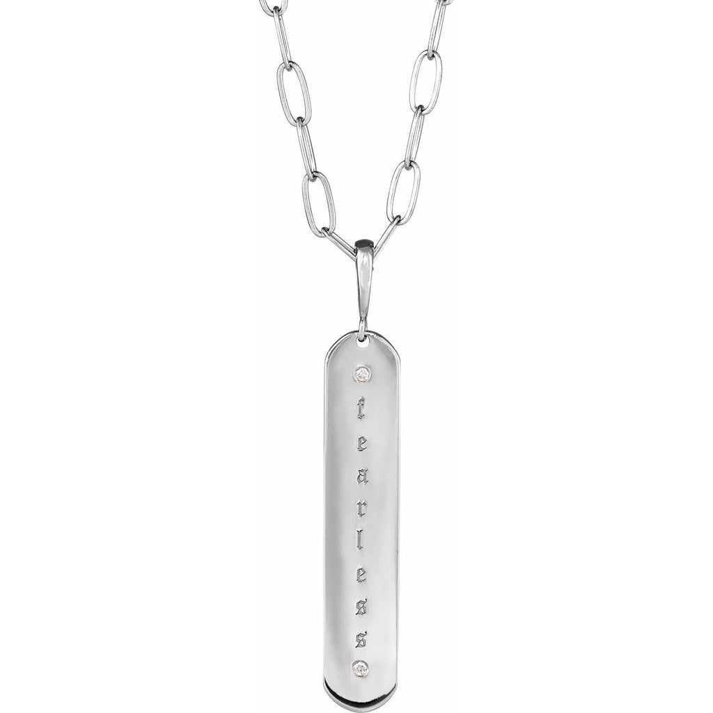 .0075 CTW Natural Diamond Engravable Bar Necklace in 14k white gold