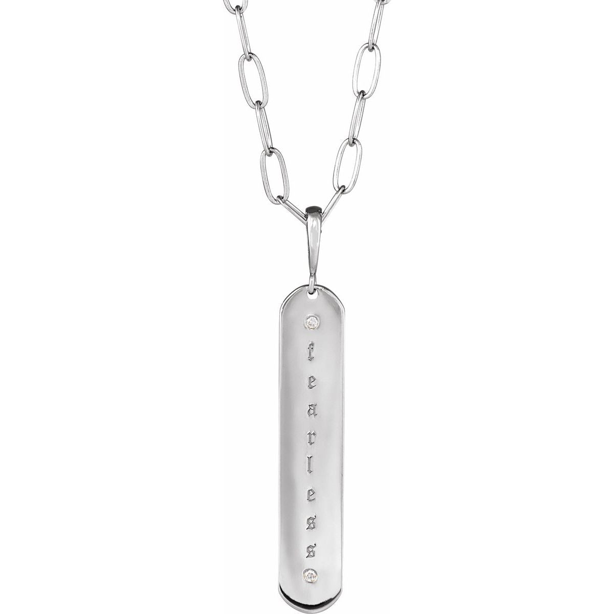 .0075 CTW Natural Diamond Engravable Bar Necklace in 14k white gold