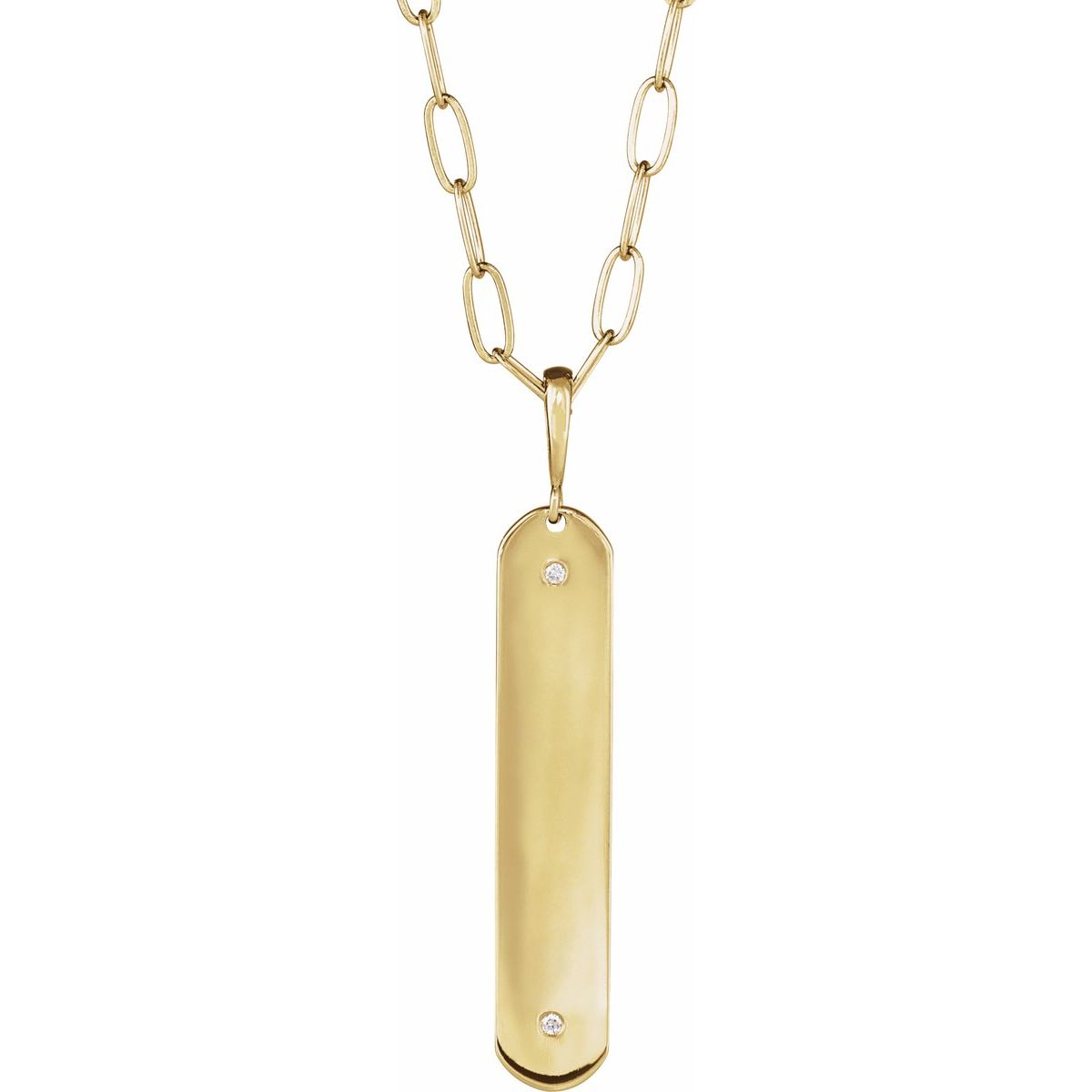 .0075 CTW Natural Diamond Engravable Bar Necklace in 14k yellow gold