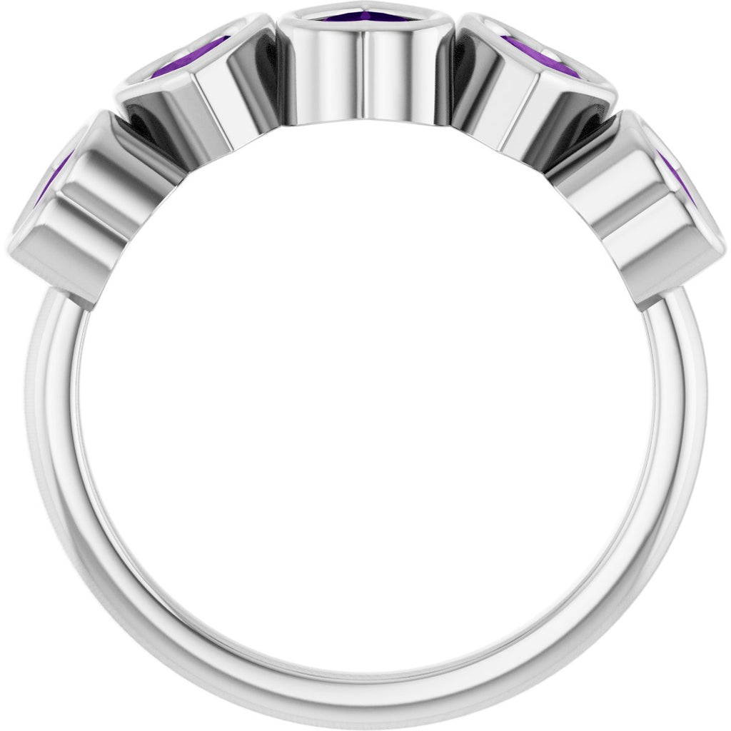 Natural Amethyst Ring in 14k white gold
