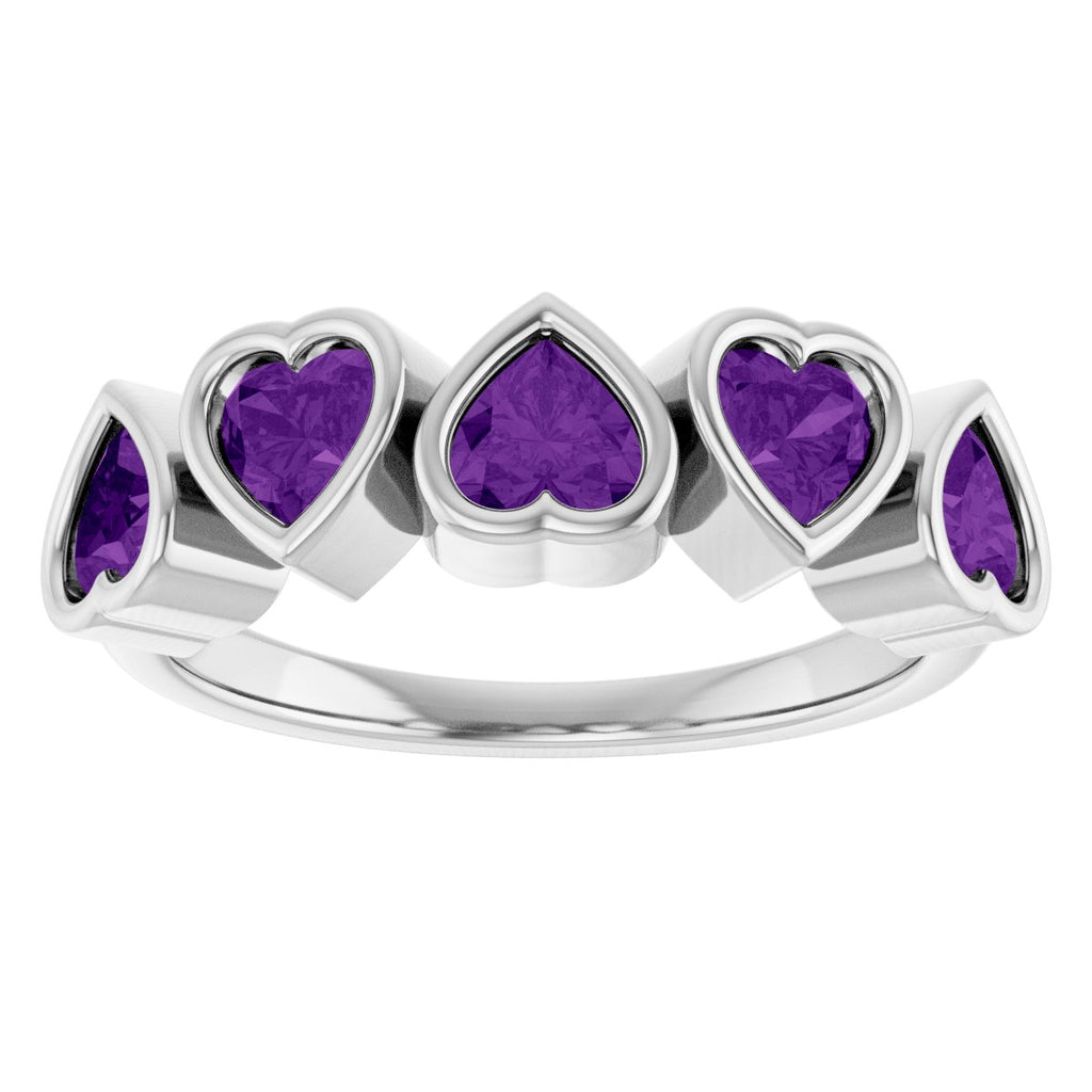 Natural Amethyst Ring in 14k white gold