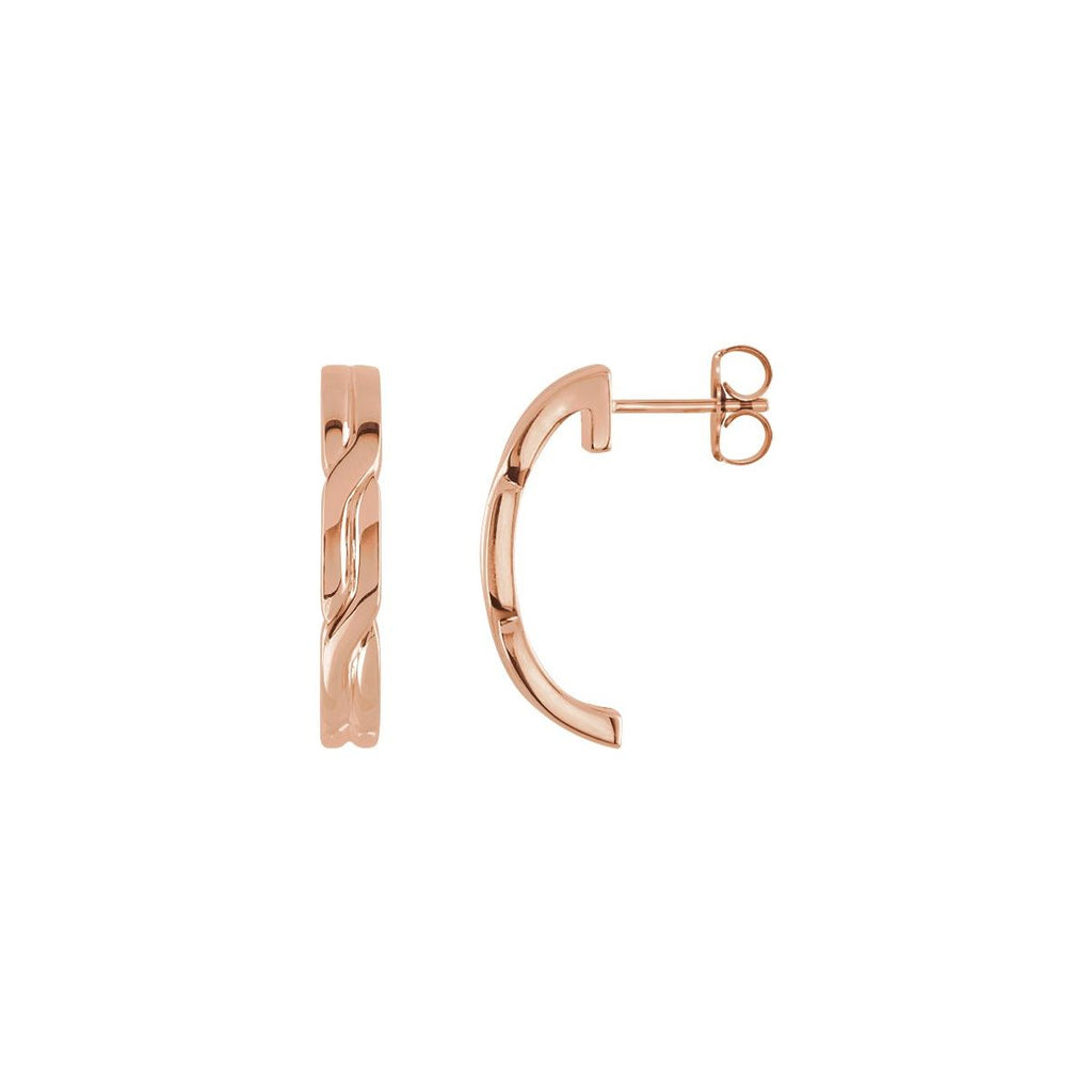 J-Hoop Earrings in 14k rose gold
