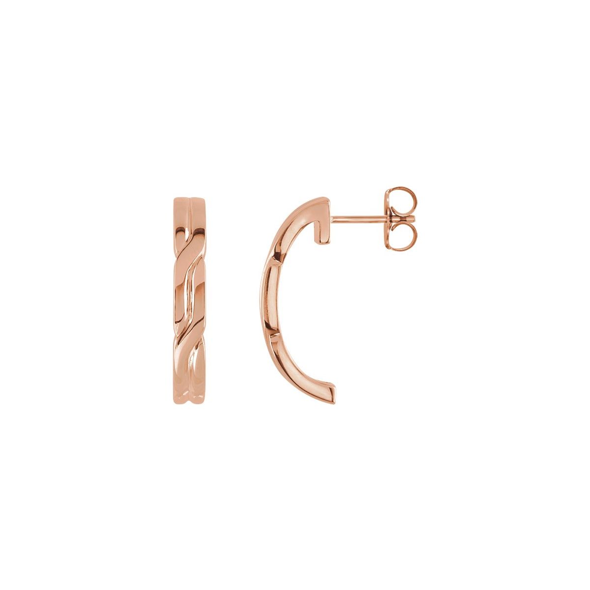 J-Hoop Earrings in 14k rose gold