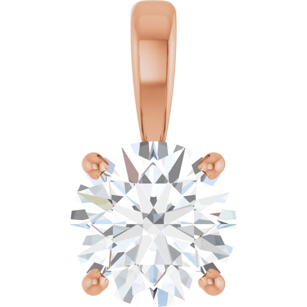 Natural Diamond Solitaire Pendant in 14k rose gold