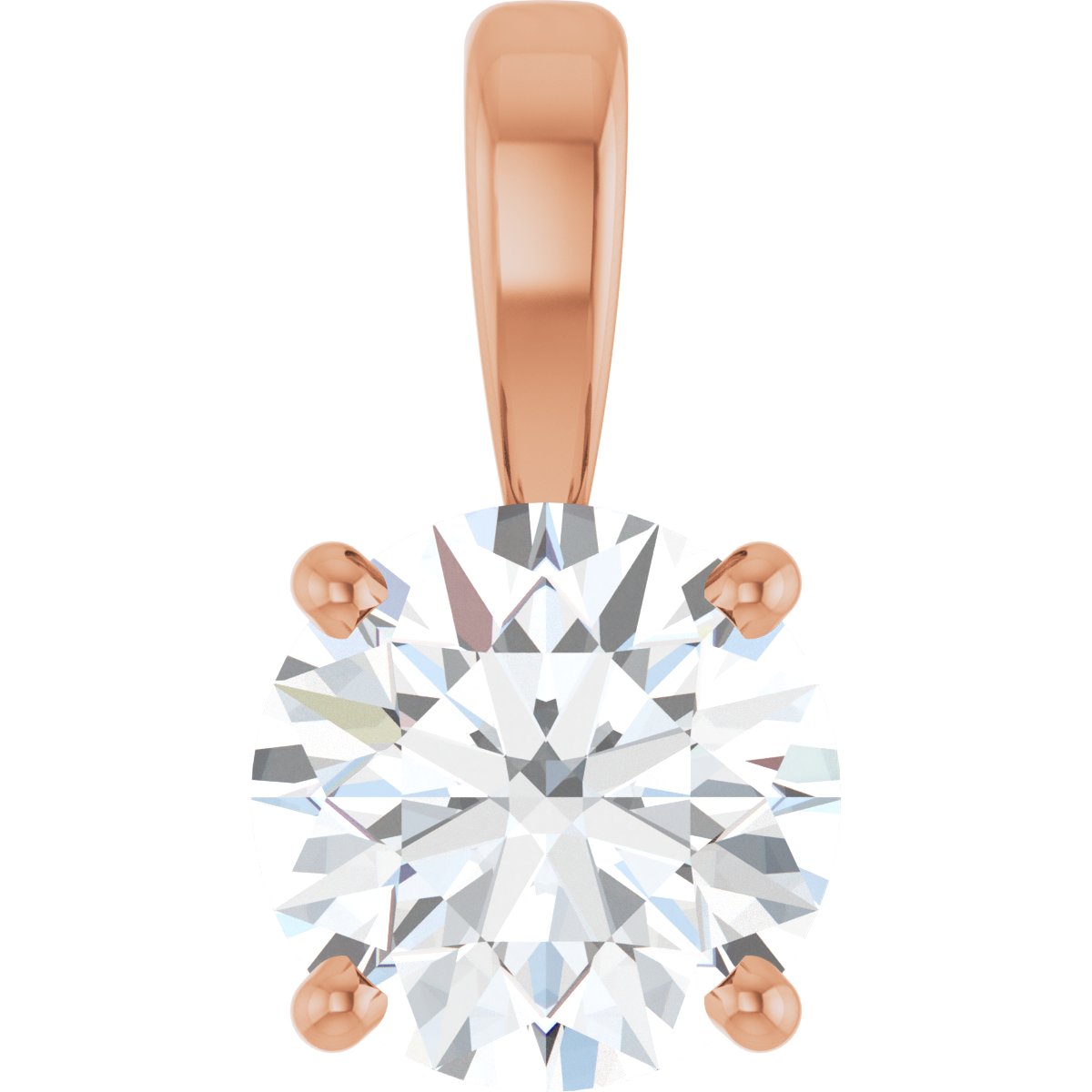 Natural Diamond Solitaire Pendant in 14k rose gold