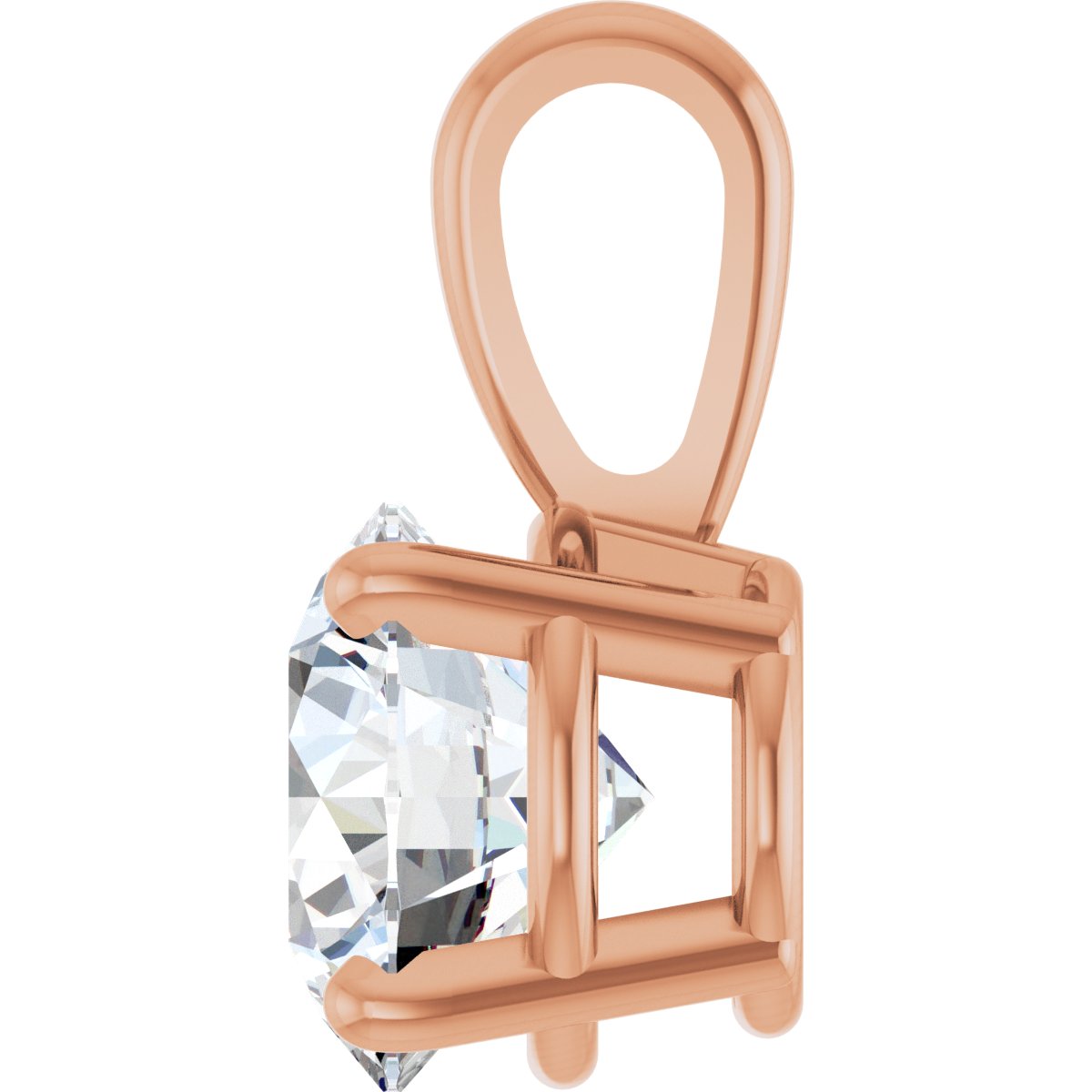 Natural Diamond Solitaire Pendant in 14k rose gold