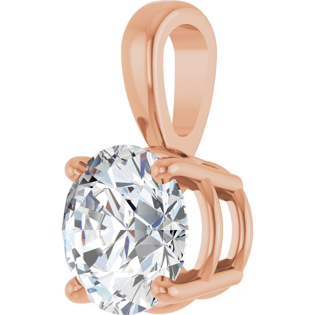 Natural Diamond Solitaire Pendant in 14k rose gold