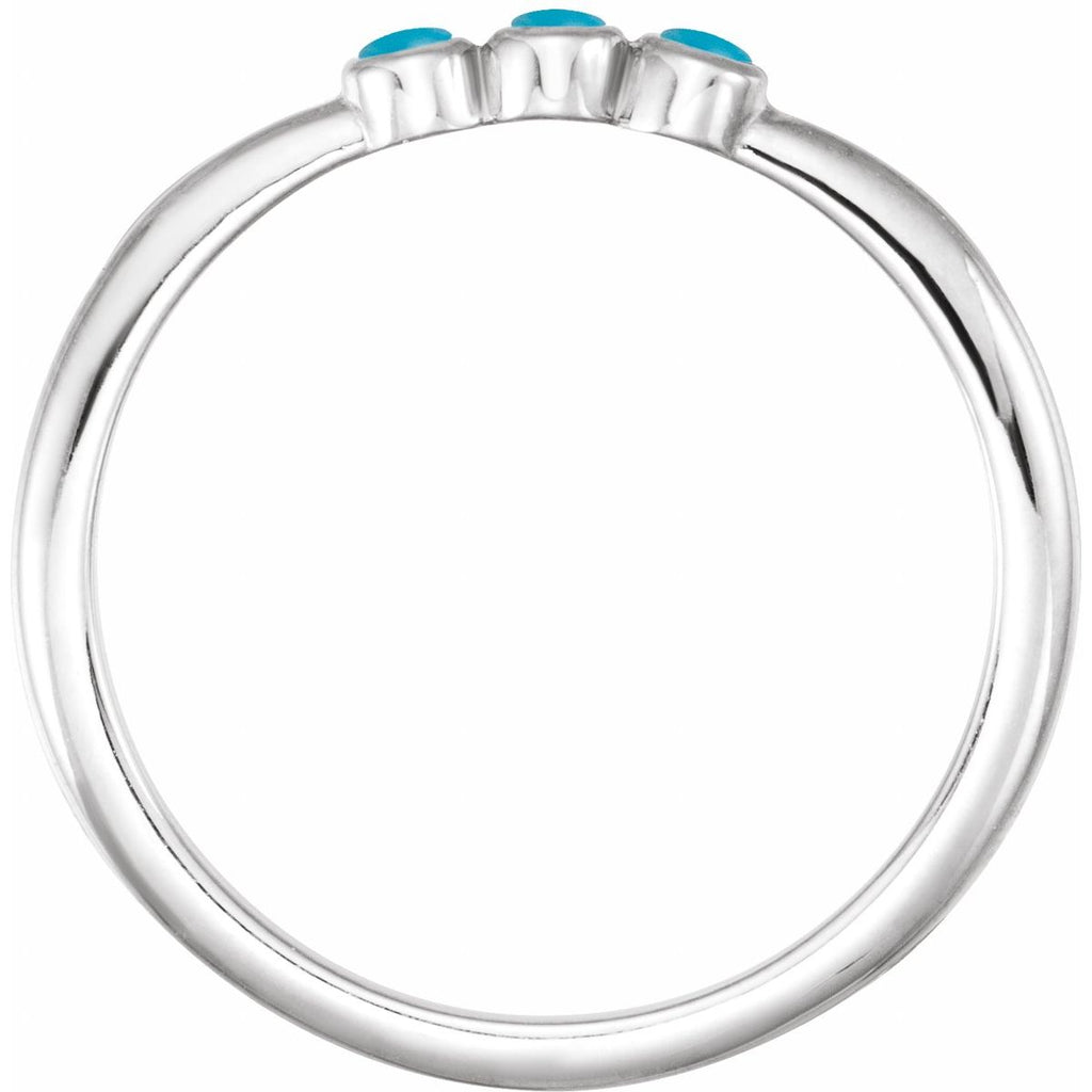 Natural Turquoise Stackable Ring in 14k white gold